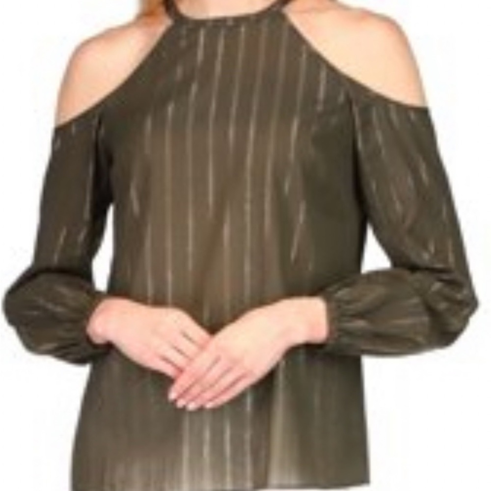 MICHAEL Michael Kors Striped Sleeveless Cold Shoulder Top XL